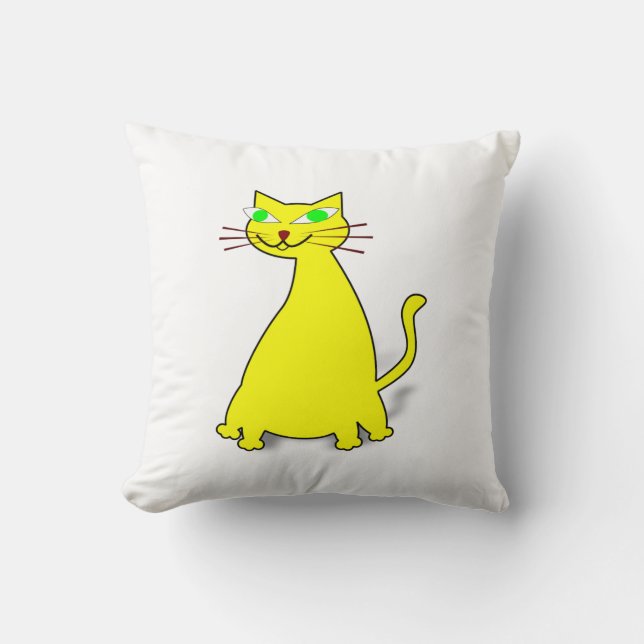 Yellow Fat Cat Cushion (Front)