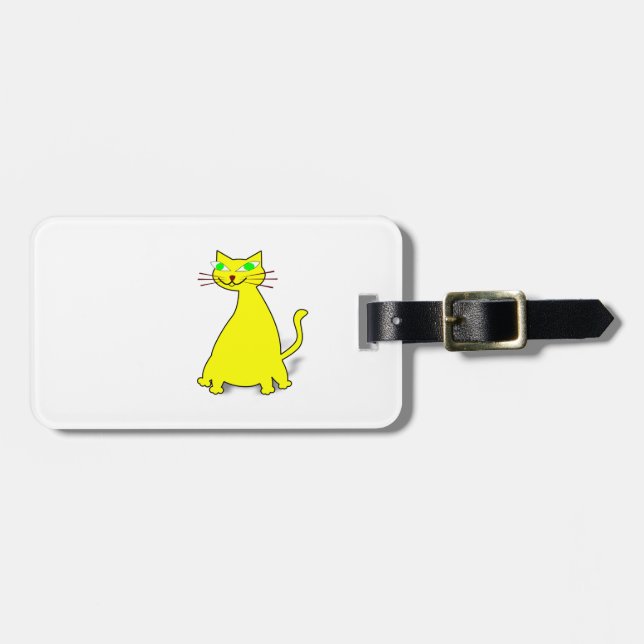 Yellow Fat Cat Luggage Tag (Front Horizontal)