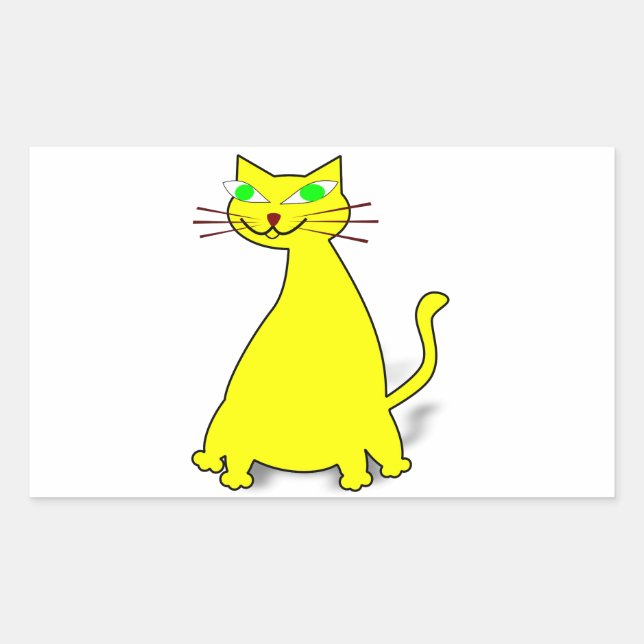 Yellow Fat Cat Rectangular Sticker (Front)