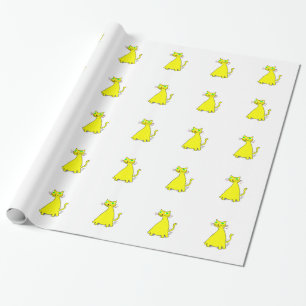 Yellow Fat Cat Wrapping Paper