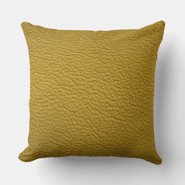 Yellow Faux Leather Decorator Cushion (Front)