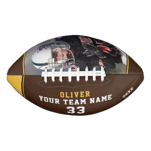 Yellow Faux Leather Name Number Team Photo Football