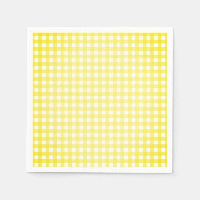 Yellow Faye Gingham Paper Napkins (Front)