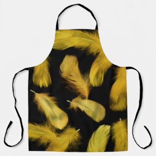 Yellow feathers pattern apron