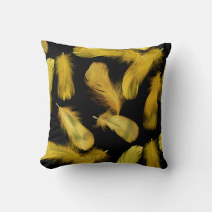 Yellow feathers pattern cushion