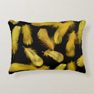 Yellow feathers pattern decorative cushion