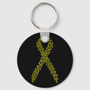Yellow Feet Awareness Ribbon Key Ring