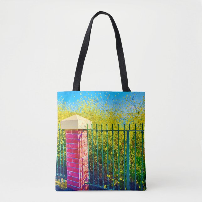 Yellow Fence Blooms Tote  Bag (Front)