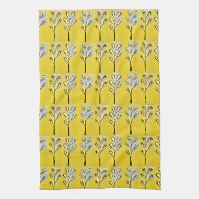 Yellow Fern Kitchen Towel (Vertical)