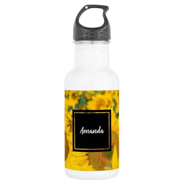 Yellow Field of Sunflowers Photograph 532 Ml Water Bottle (Front)