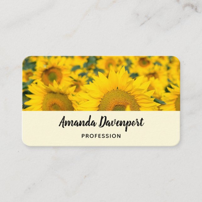 Yellow Field of Sunflowers Photograph Business Card (Front)