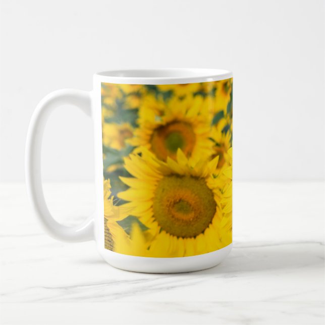 Yellow Field of Sunflowers Photograph Coffee Mug (Left)