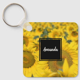 Yellow Field of Sunflowers Photograph Key Ring