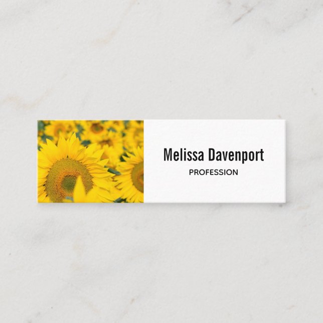 Yellow Field of Sunflowers Photograph Mini Business Card (Front)