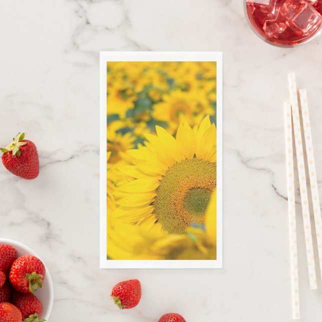 Yellow Field of Sunflowers Photograph Napkin (Insitu)