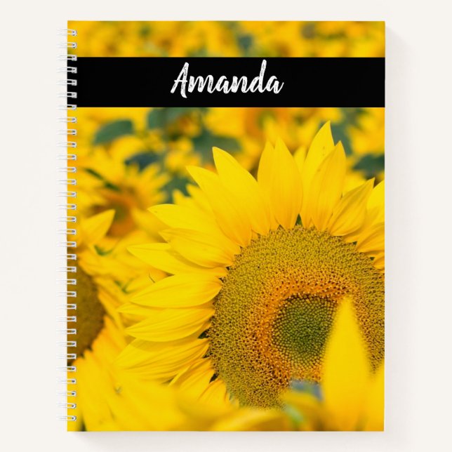 Yellow Field of Sunflowers Photograph Notebook (Front)