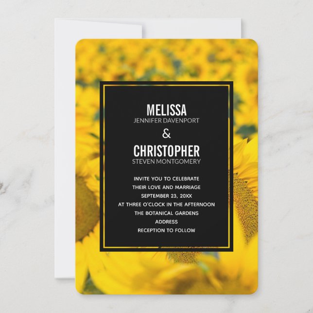 Yellow Field of Sunflowers Wedding Invitation (Front)