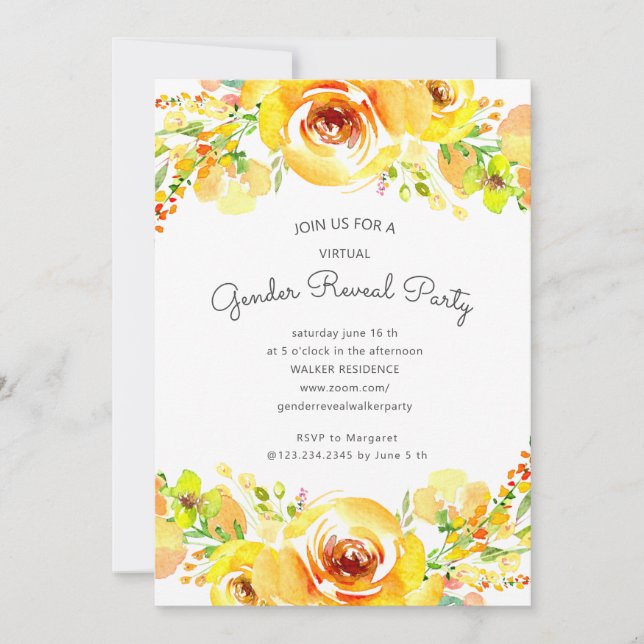 yellow fields floral gender reveal party (Front)