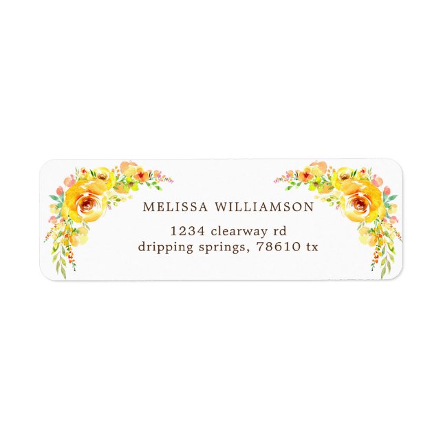 yellow fields floral return address label (Front)