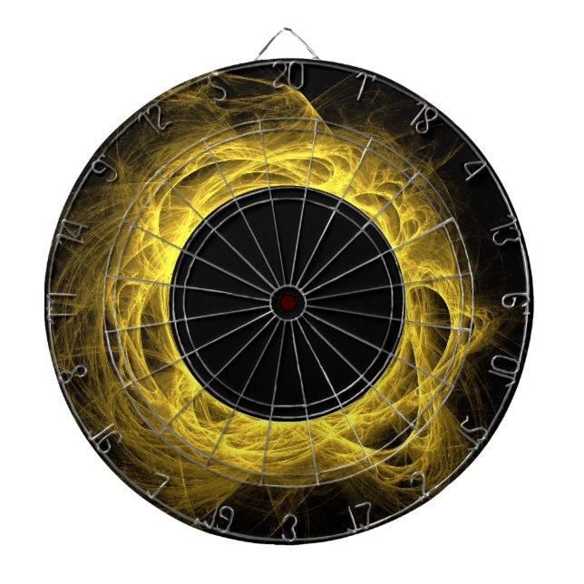 Yellow Fiery Eclipse or Black Hole  Dart Board (Front)