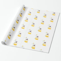 Yellow Fifi Daisy Bunny Wrapping Paper