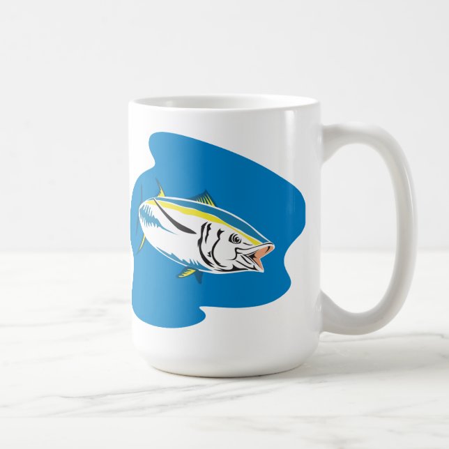 Yellow Fin Tuna Fish Retro Coffee Mug (Right)