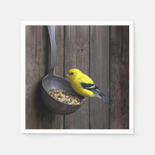 Yellow Finch on Rusty Ladle Napkin