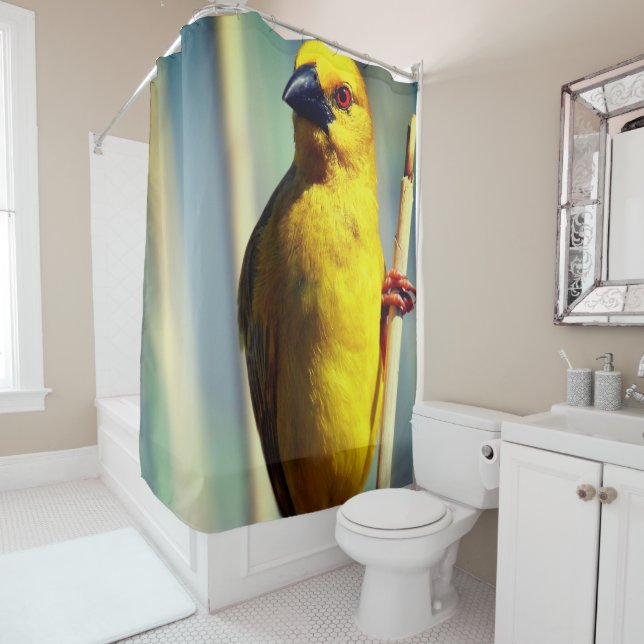 Yellow Finch Shower Curtain (In Situ)