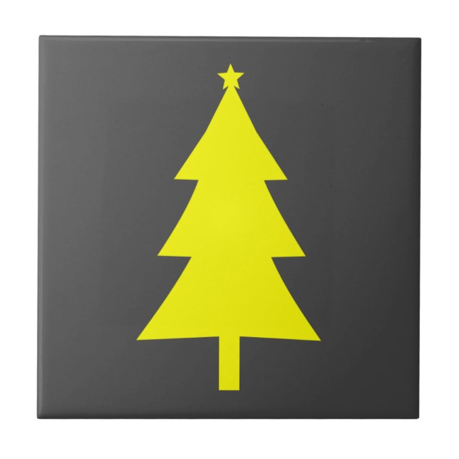 Yellow Fir Christmas Tree  Ceramic Tile (Front)