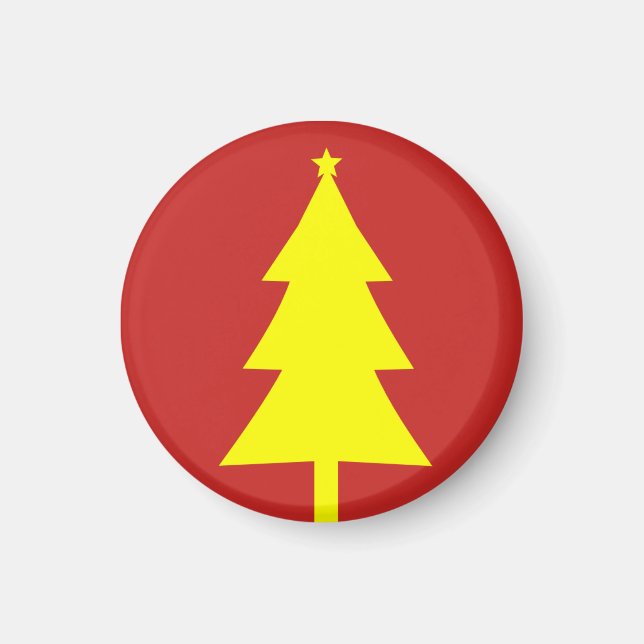 Yellow Fir Christmas Tree Funky Fridge Magnet (Front)