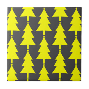 Yellow Fir Christmas Trees Pattern Ceramic Tile