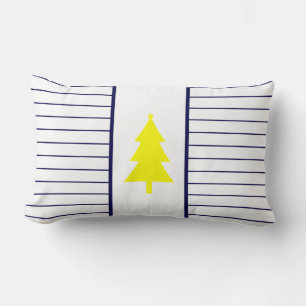 Yellow Fir Tree Texture Blue Stripe Cushion