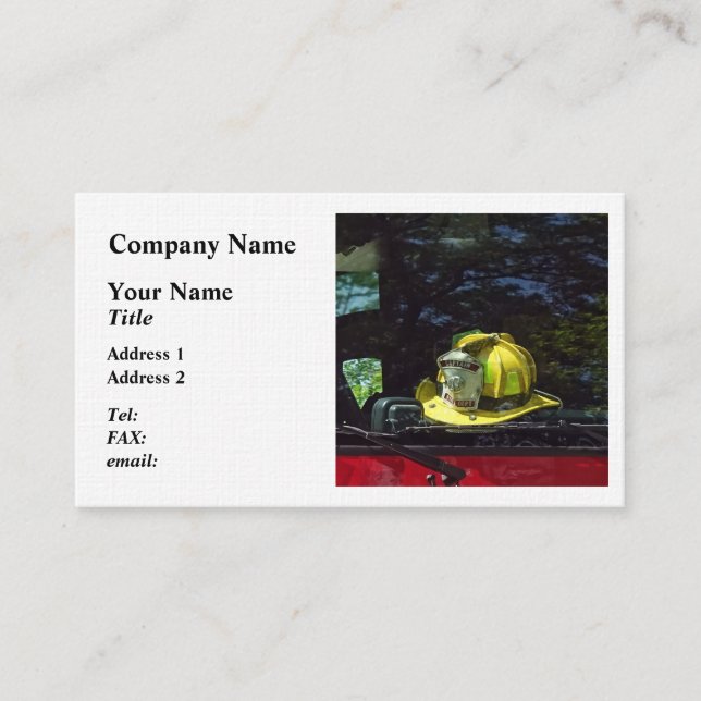 Yellow Fire Captain's Helmet Business Card (Front)