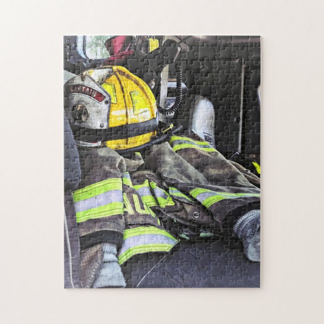 Yellow Fire Helmet In Fire Truck Jigsaw Puzzle (Vertical)