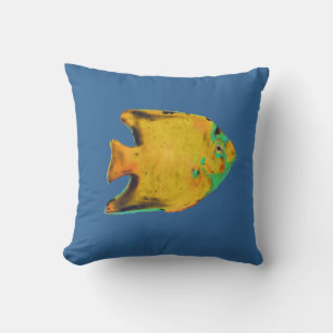 yellow fish beach house cushion