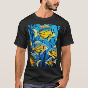 Yellow fish in a dark coral forest T-Shirt