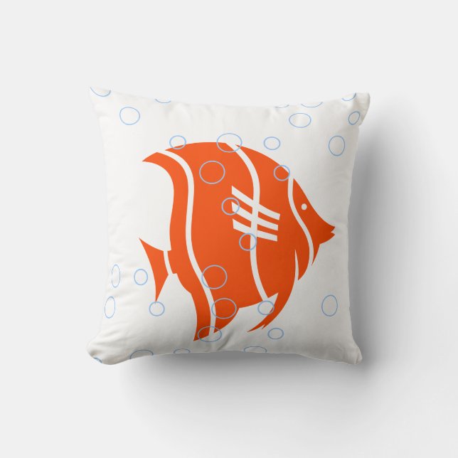 Yellow fish  on  white  PILLOW (Front)