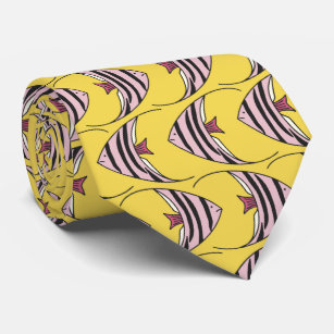 Yellow fish pattern tie