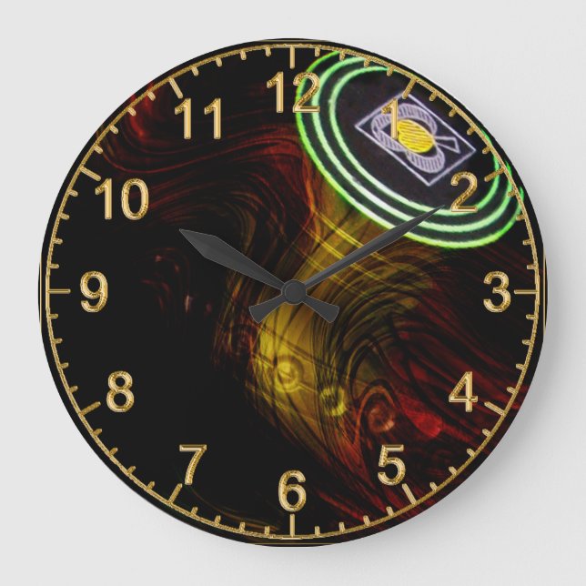 Yellow Flame Lawn Bowl, Lge Wall Clock (Front)
