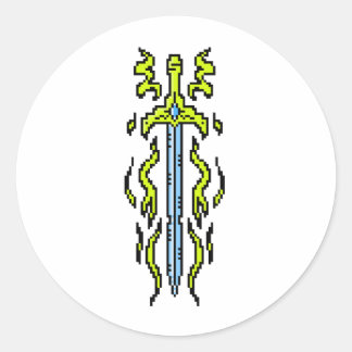 Yellow Flame Longsword Fantasy Weapon Art Classic Round Sticker