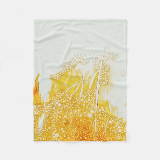 Yellow flame-themed illustration fleece blanket (Front)