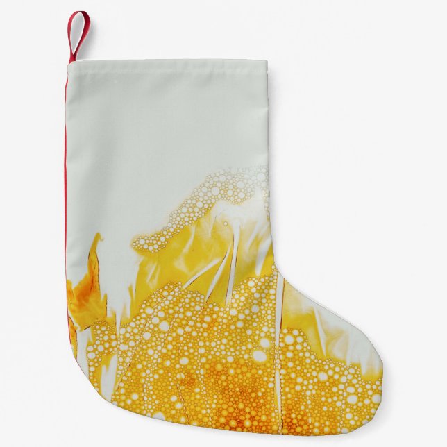 Yellow flame-themed illustration small christmas stocking (Front)