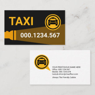 Yellow Flashlight On Taxi Business Card