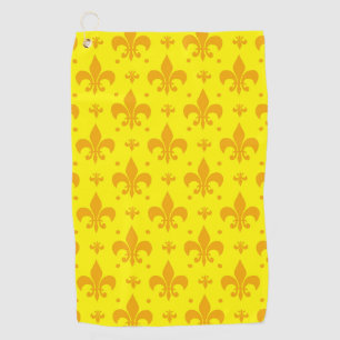 Yellow Fleur-de-lis Pattern Design Golf Towel