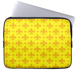 Yellow Fleur-de-lis Pattern Design Laptop Sleeve