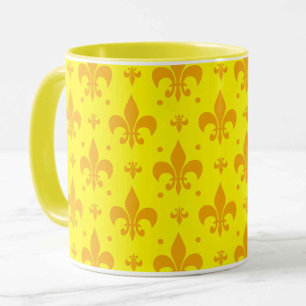 Yellow Fleur-de-lis Pattern Design Mug