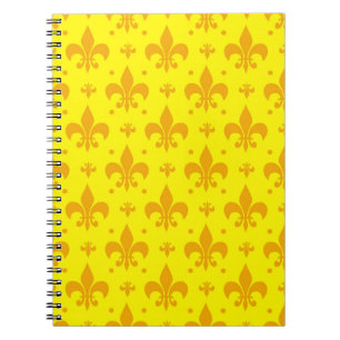 Yellow Fleur-de-lis Pattern Design Notebook