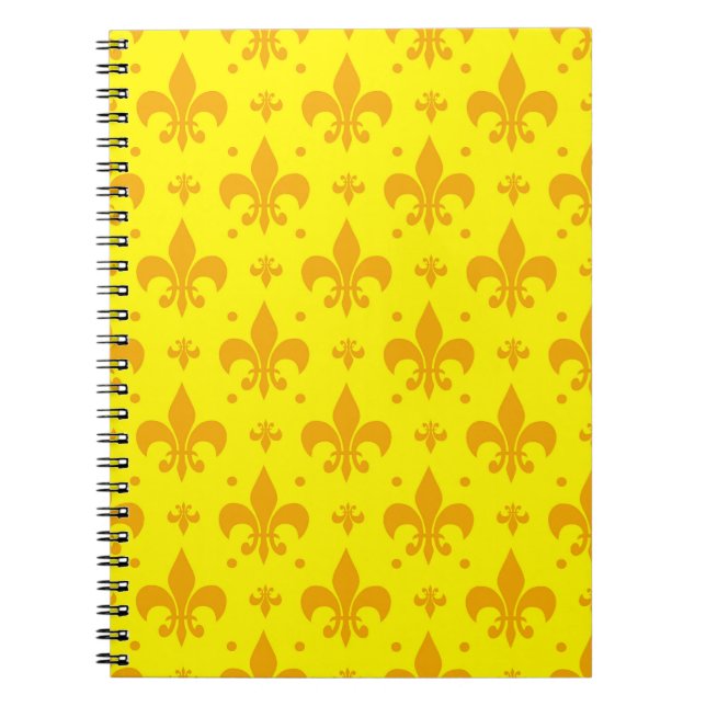 Yellow Fleur-de-lis Pattern Design  Notebook (Front)