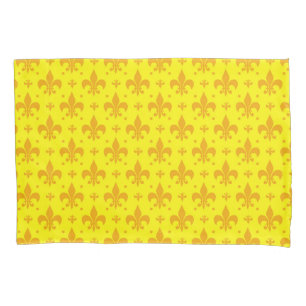 Yellow Fleur-de-lis Pattern Design  Pillowcase