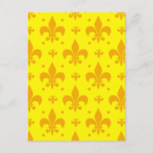 Yellow Fleur-de-lis Pattern Design  Postcard